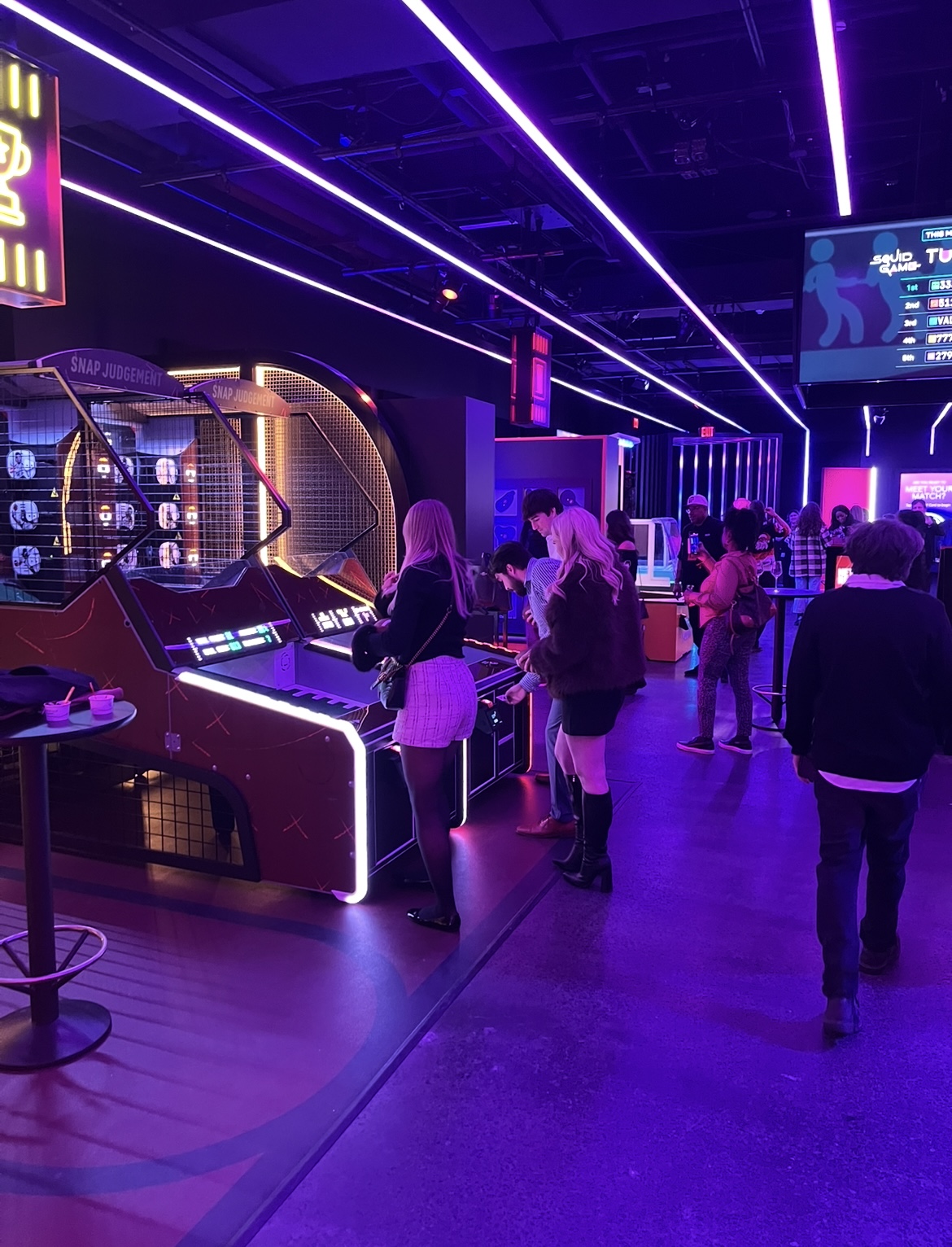 Dallas Trinity FC's Lexi Missimo, Dallas Influencer Sydney Andrews and TCU Football Players Franklin Estrada & Keagan Cunningham Playing Arcade Games- 2